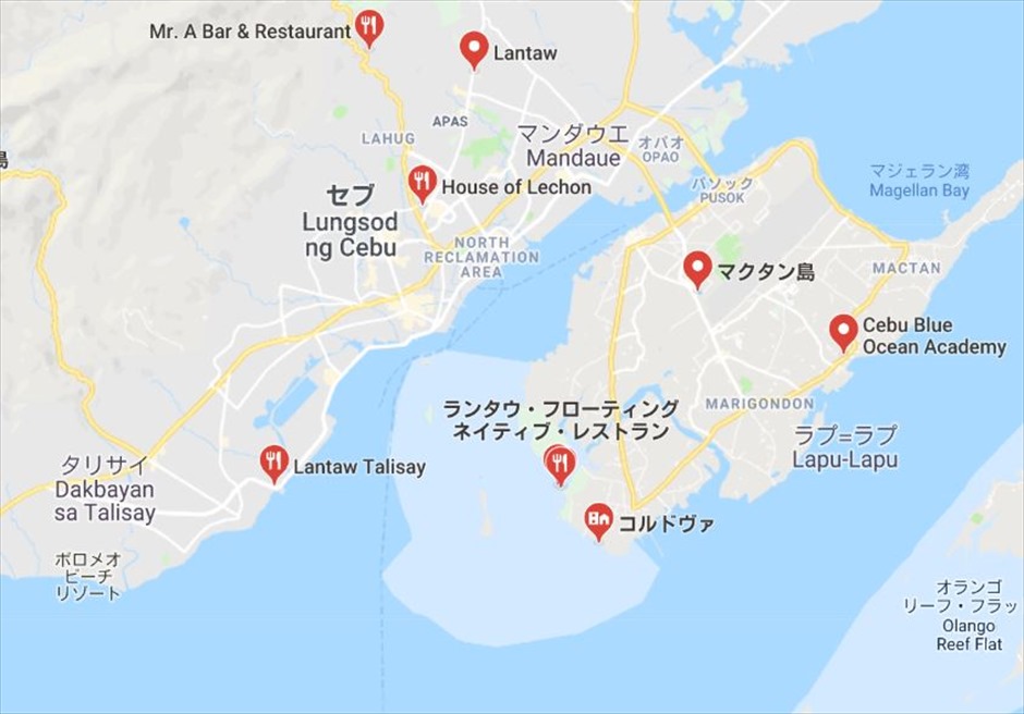 マクタン島フィリピン料理レストランLantawの地図
